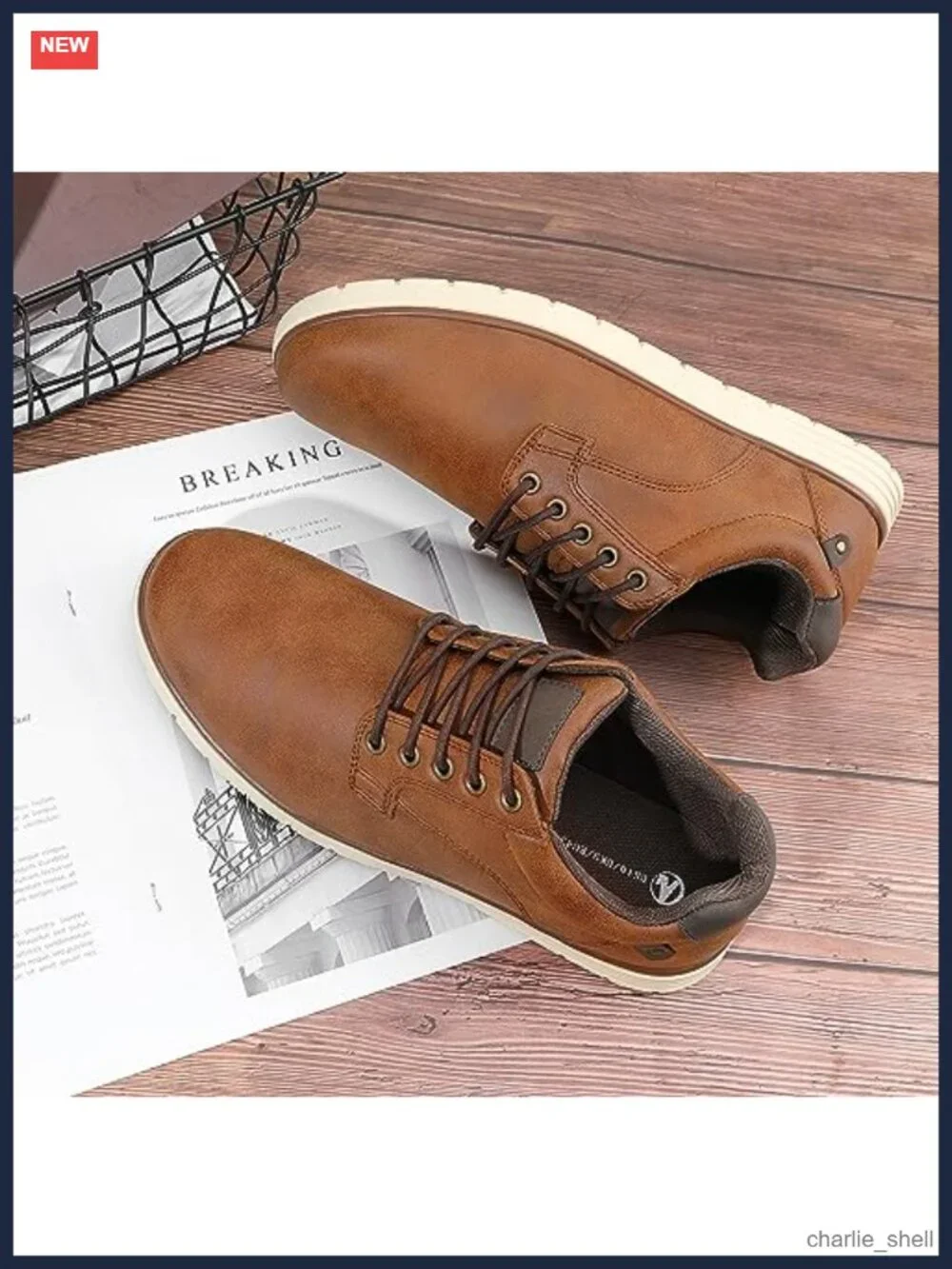 Mens Lace Up Oxford Dress Shoes PU Upper Memory Foam Insole